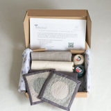 Slow Stitched Linen Coasters Kit, Sewing Project, Craft Kit