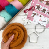 Needle Felting Kit, Gingerbread Decorations. Christmas craft