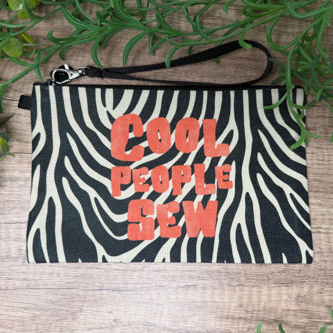 Cool People Sew zebra print zippy bag