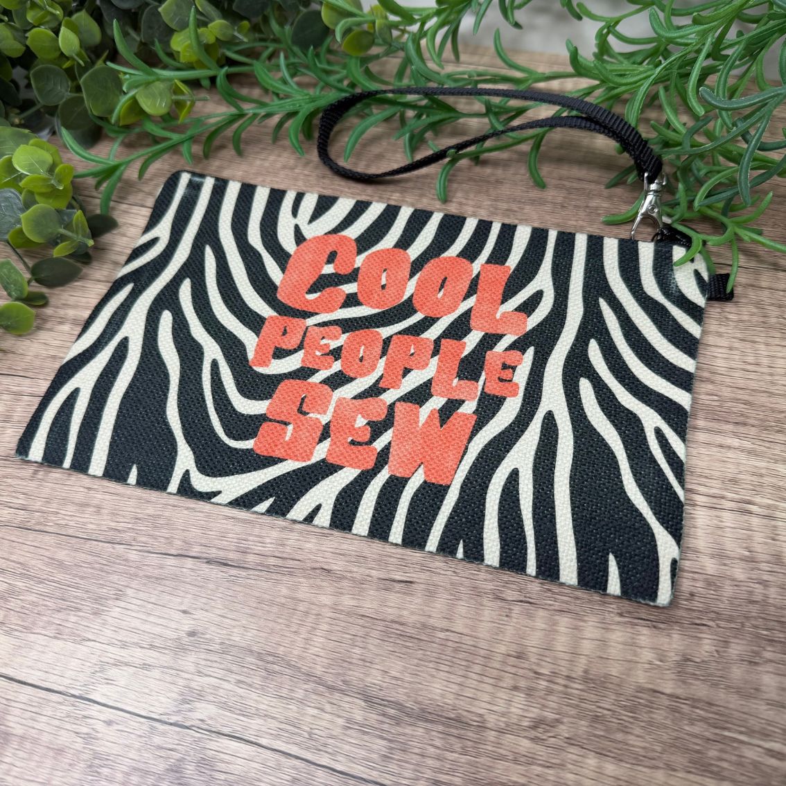 Cool People Sew zebra print zippy bag