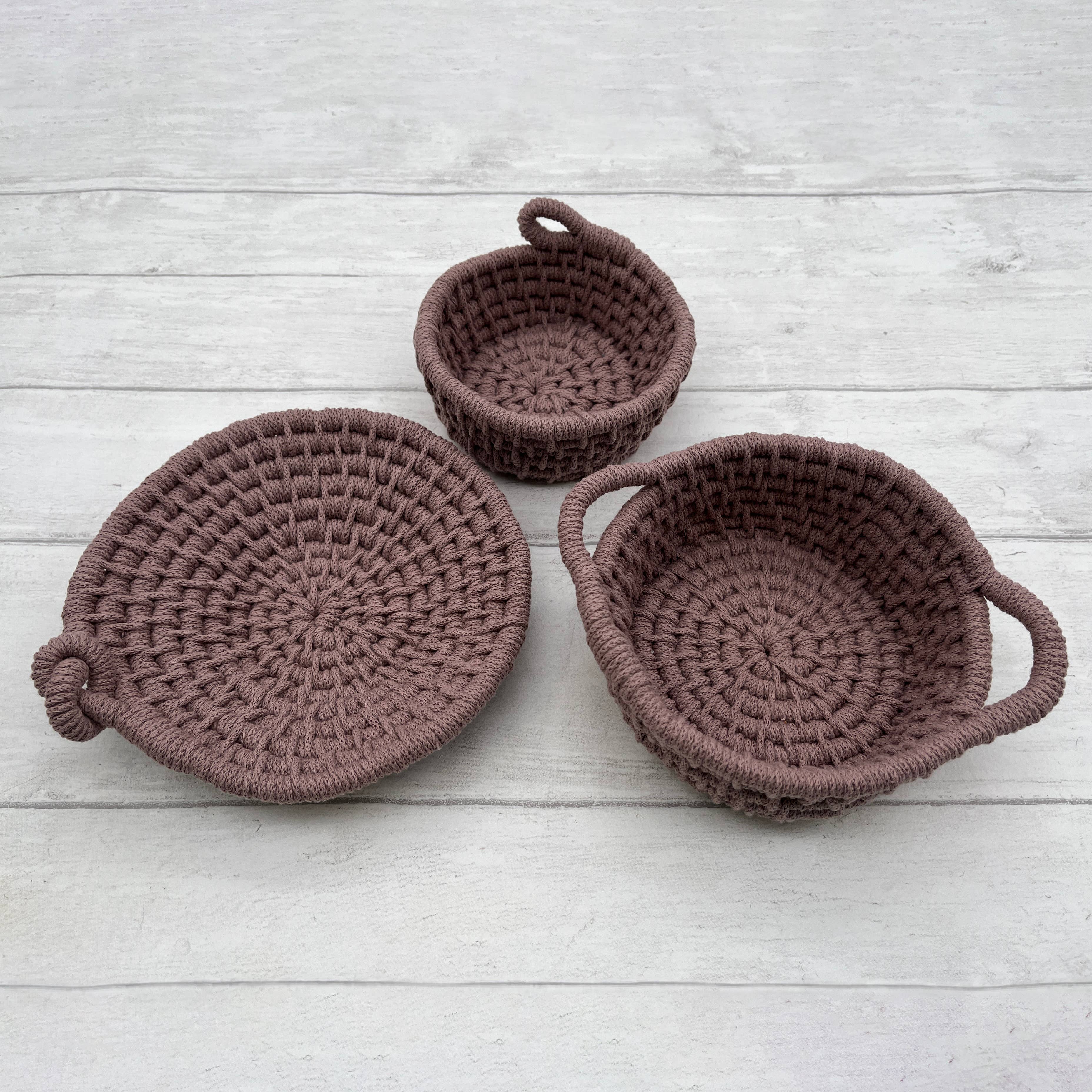 Macrame Kit, Baskets - Mauve - Learn to make a set of three