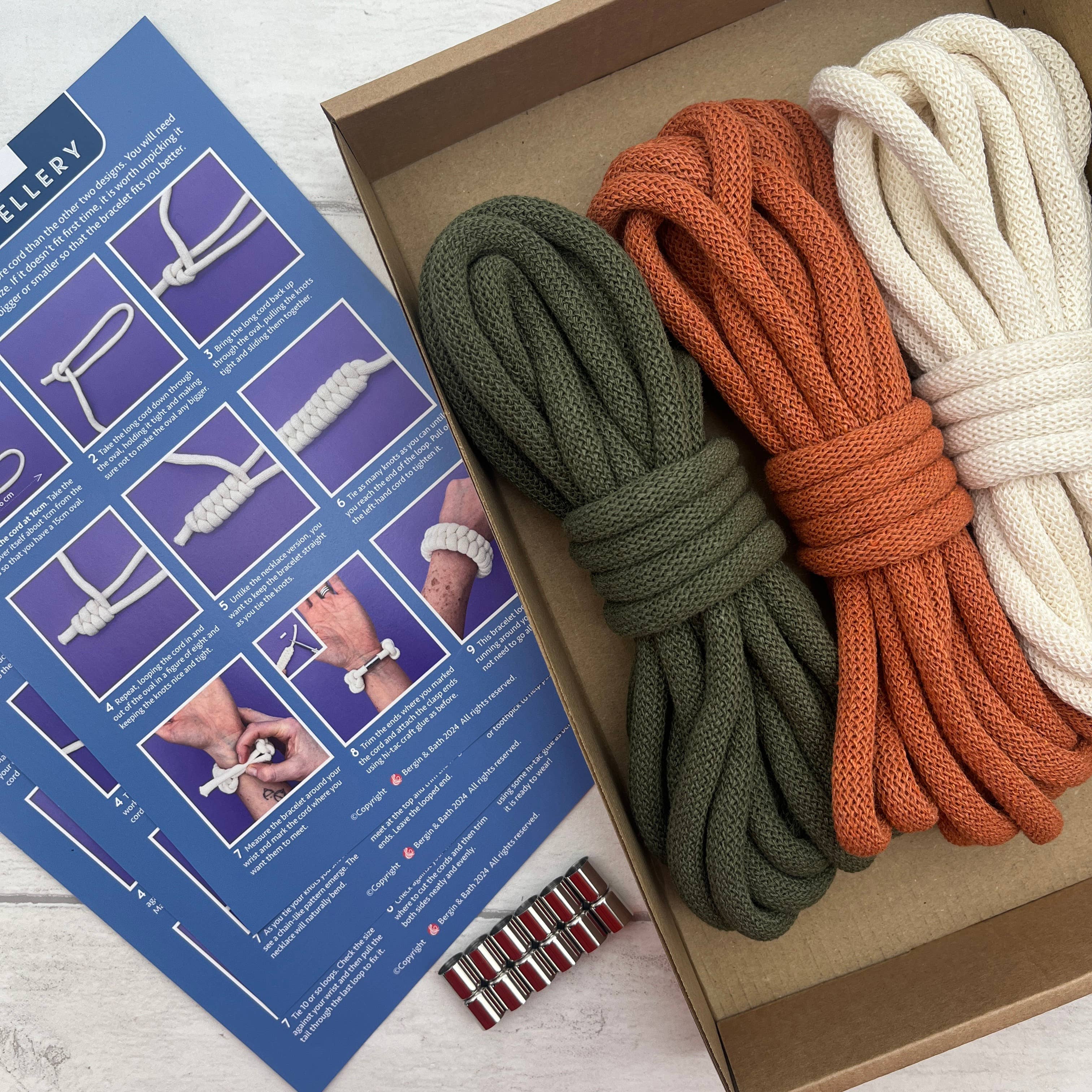 Macrame Rope Jewellery Kit in Terracotta, Avocado and White