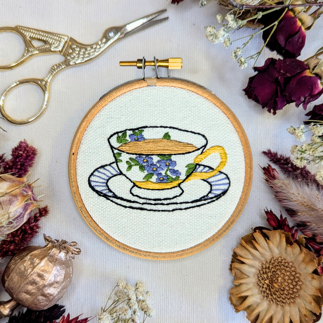 Mini Teacup Embroidery Kit - Beginner