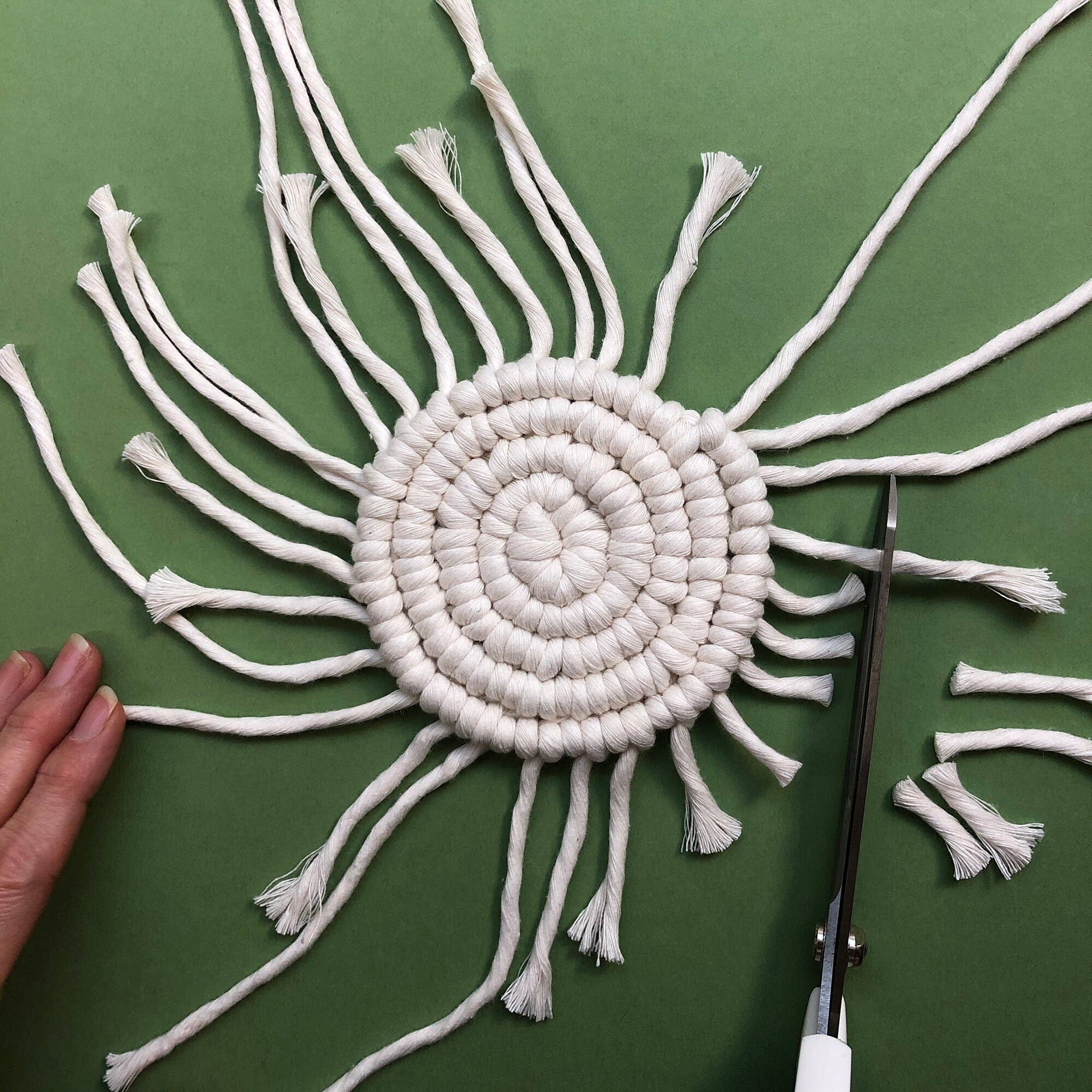 Macrame Coaster Kit in Yellow, Navy and White