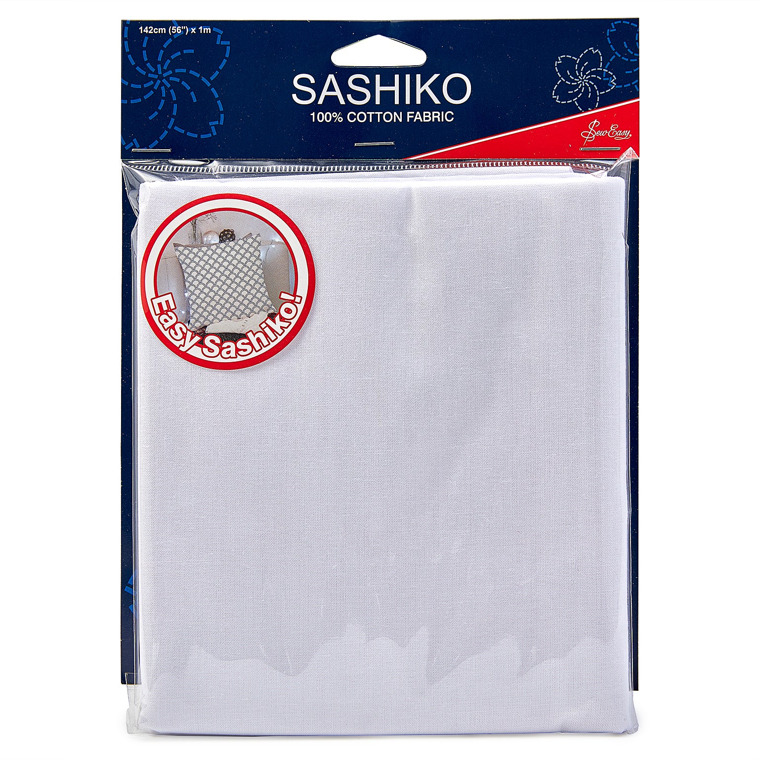 Sashiko: Cotton Fabric: 1m x 1.42m - Navy | White | Ivory