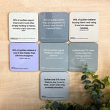 Faux statistics cork coasters
