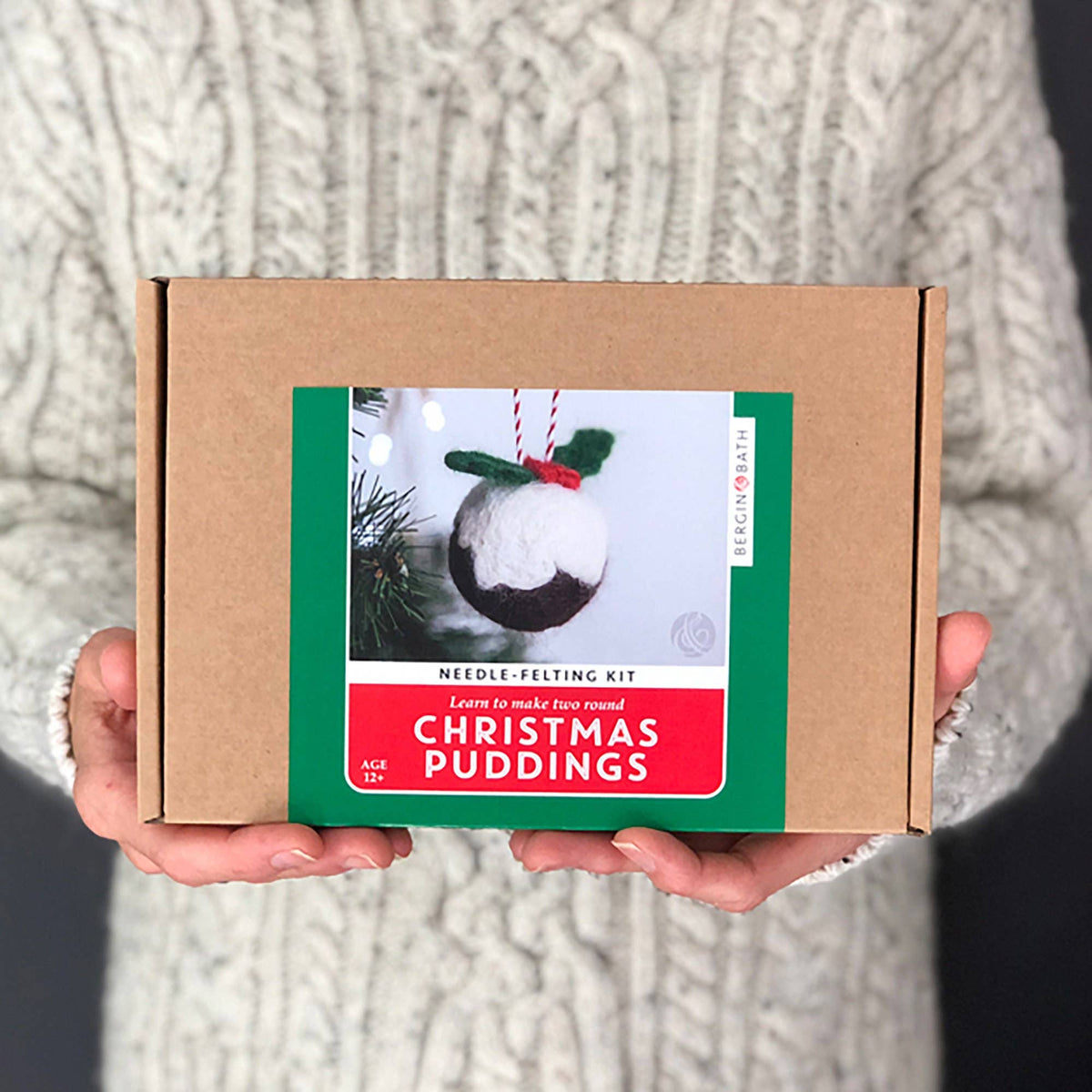 Needle Felting Kit Christmas Puddings - Make TWO decorations