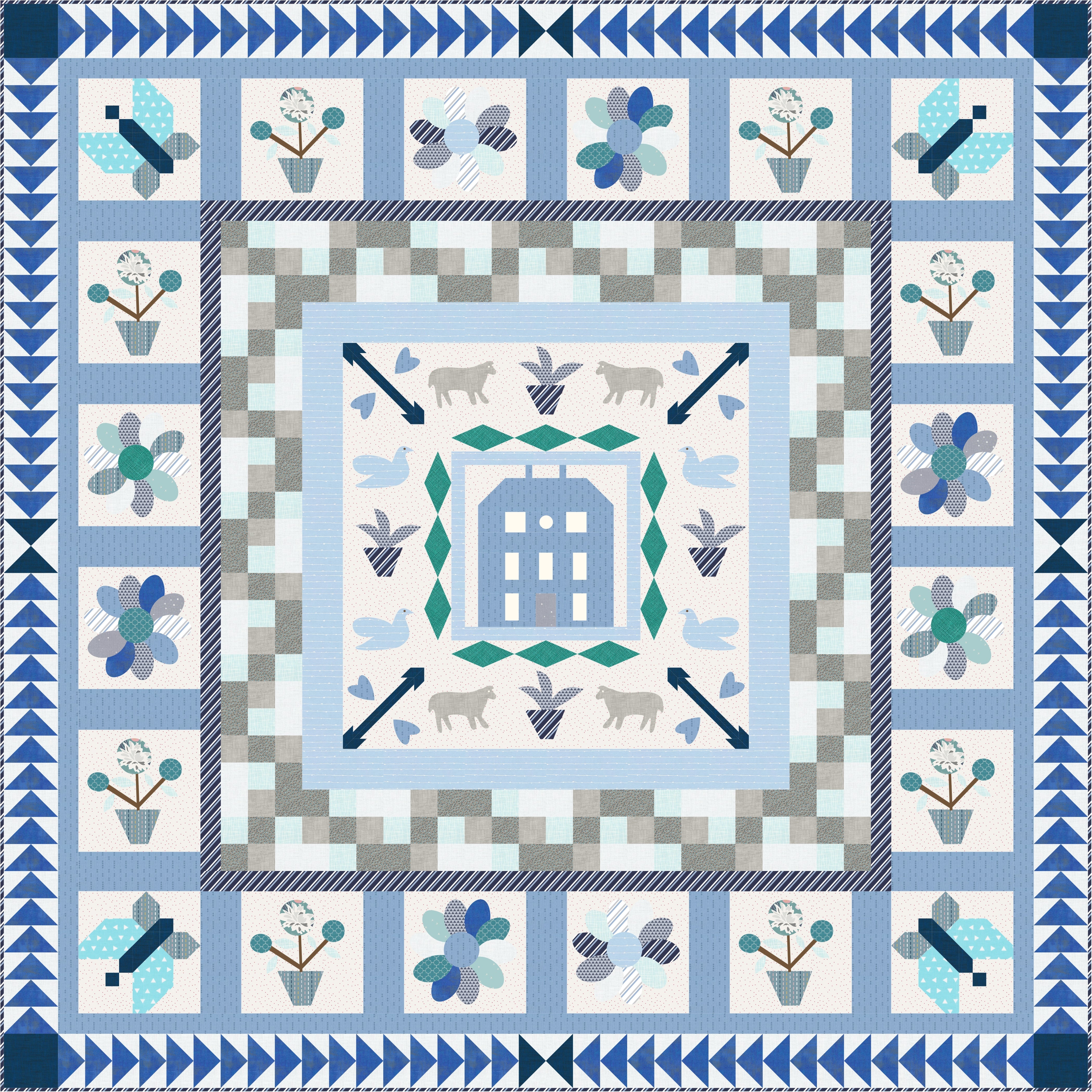 Reimagined Red Manor House Quilt Pattern by Jenni Smith