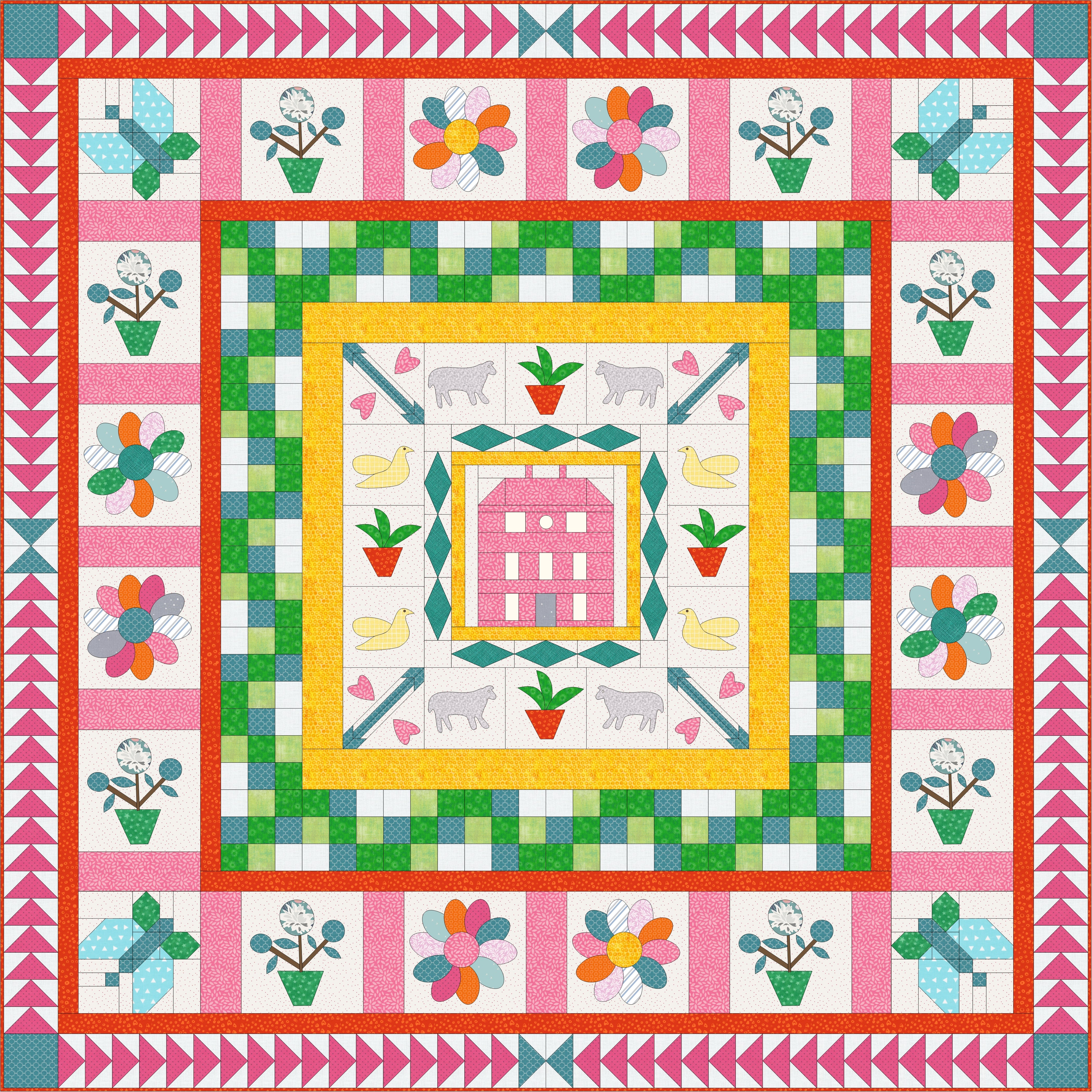 Reimagined Red Manor House Quilt Pattern by Jenni Smith