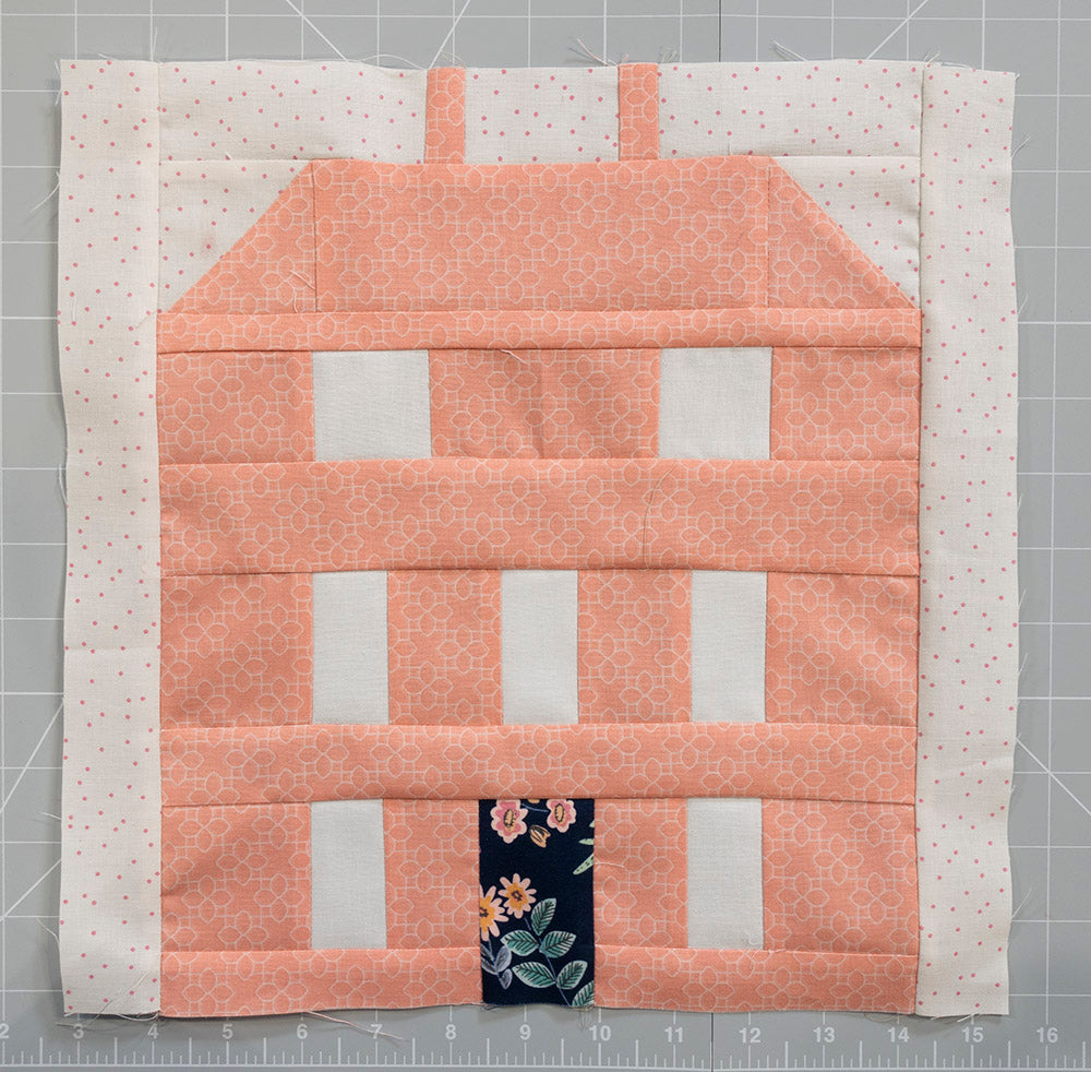 Red Manor House Pattern House Block